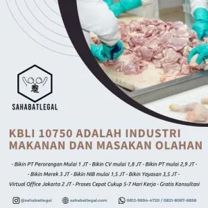 KBLI 10750 adalah Industri Makanan dan Masakan Olahan