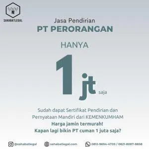 jasa pendirian pt perorangan