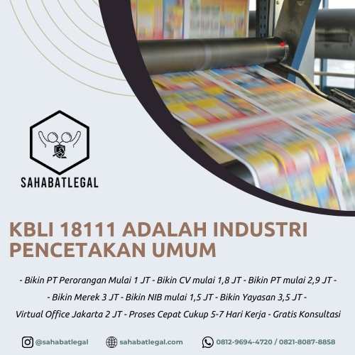 KBLI 18111 adalah Industri Pencetakan Umum