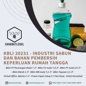 KBLI 20231 Industri Sabun Dan Bahan Pembersih Keperluan Rumah Tangga
