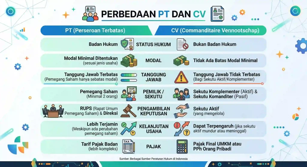 Perbedaan PT dan CV untuk Bisnis Pemula