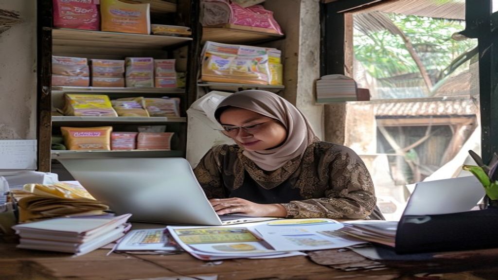 Ilustrasi pelaku UMKM mengurus NIB melalui sistem OSS secara online