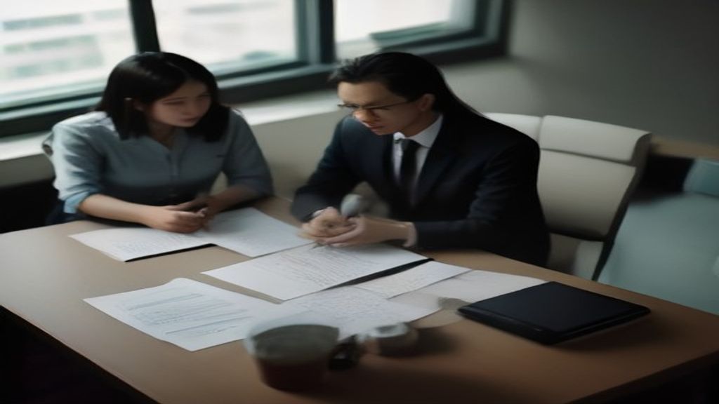 Konsultan bisnis berdiskusi dengan klien membahas strategi usaha dan solusi legal perusahaan